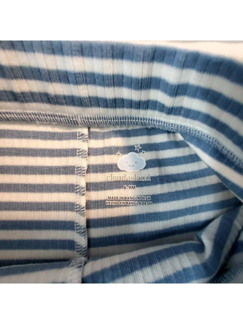 Cloud Island Baby 2-Piece Set In Cream & Blue Stripes Size 6-9Months Lightweight
